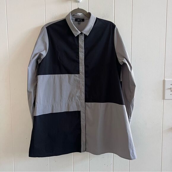 Comfy USA Color Block Button Down TunicTop - Picture 1 of 9